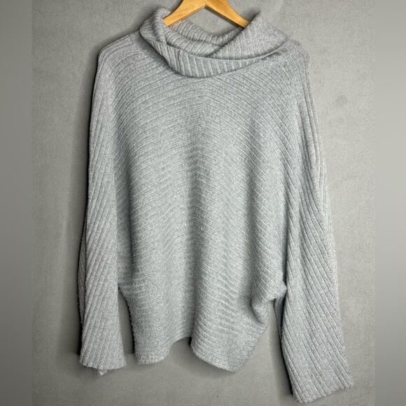 ANTHROPOLOGIE MOTH Tisbury Turtleneck Mock Neck Sweater Ribbed Gray Size XL - Picture 3 of 16